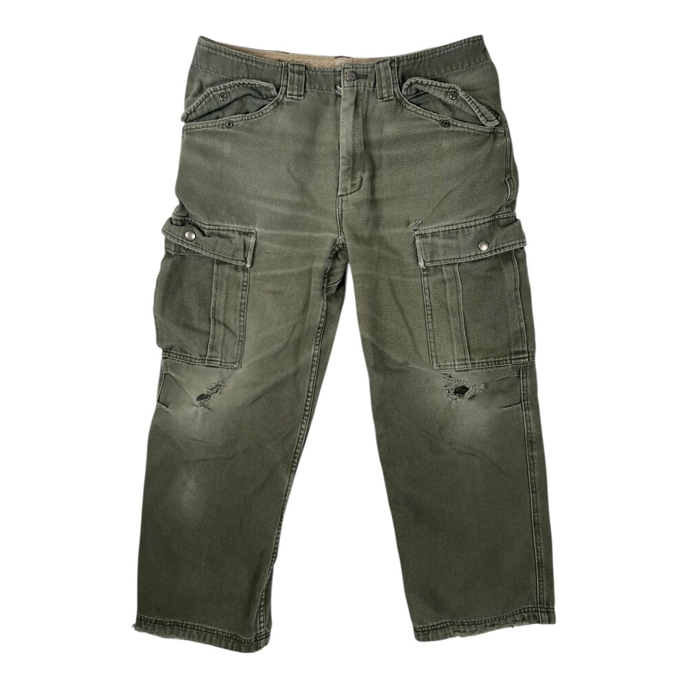 Duluth Trading Men's Green Cargo Carpenter Pockets Pants Size 34x29 READ